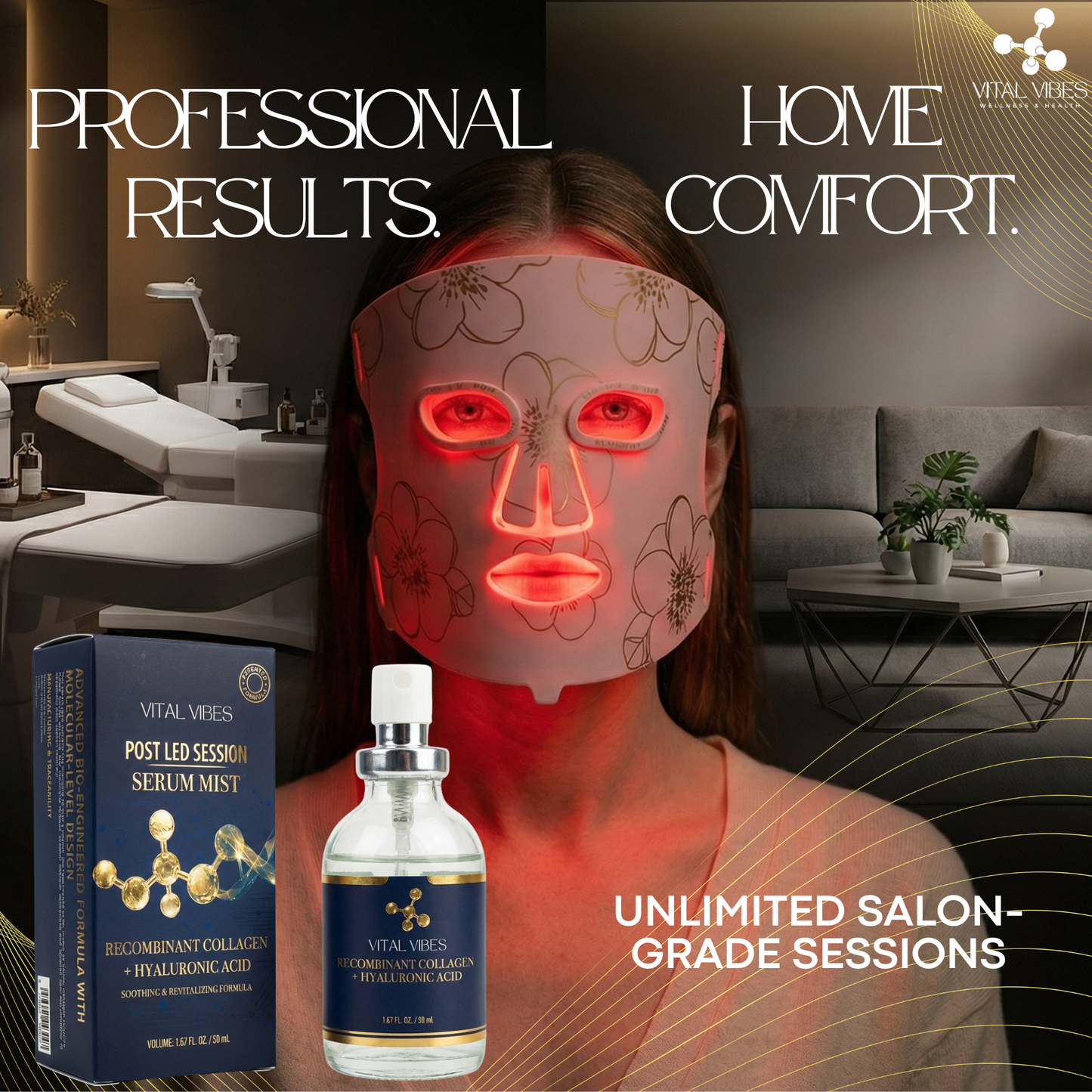 Post Red Light Therapy Serum Mist for Face & Microneedling — Recombinant Collagen + Hyaluronic Acid