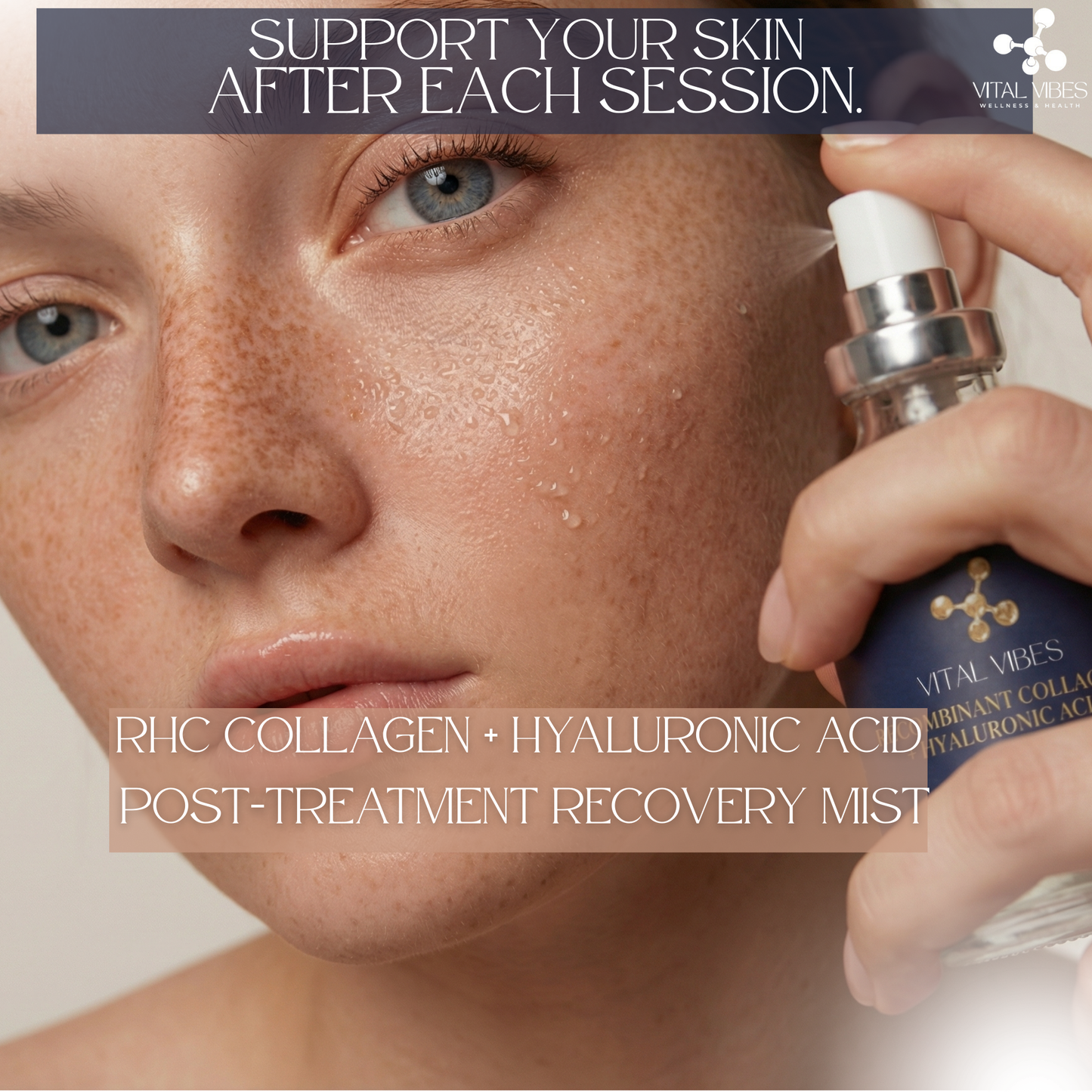 Post Red Light Therapy Serum Mist for Face & Microneedling — Recombinant Collagen + Hyaluronic Acid