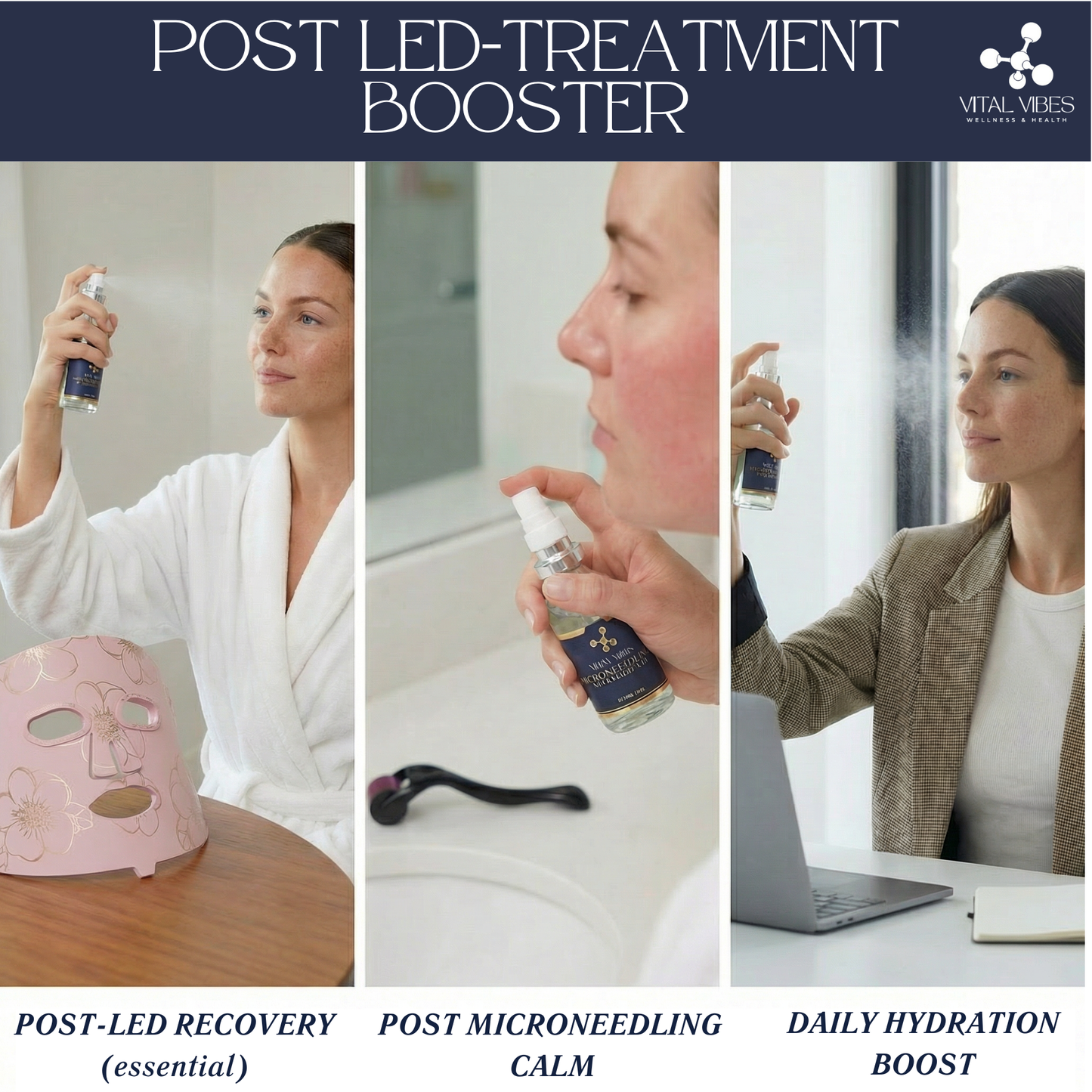 Post Red Light Therapy Serum Mist for Face & Microneedling — Recombinant Collagen + Hyaluronic Acid