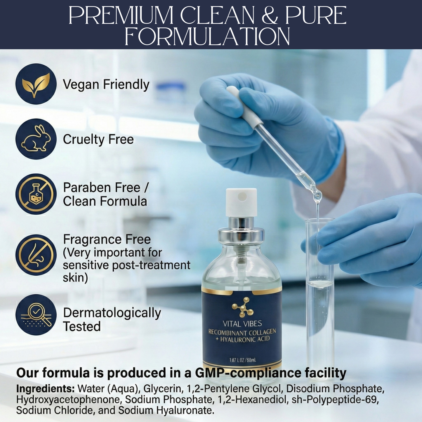 Post Red Light Therapy Serum Mist for Face & Microneedling — Recombinant Collagen + Hyaluronic Acid